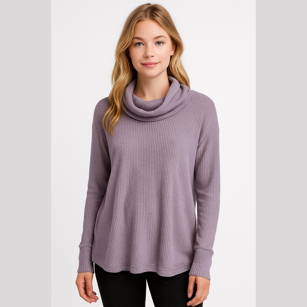 We The Free Purple Cowl Neck Knit Sweater